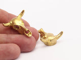 Huge Ox Pendant, Raw Brass Large Ox Head Skull Charms, Pendants (28x26mm) N0403