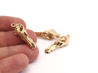 Bird Skull Pendant, 1 Gold Plated Brass Bird Skull Necklace Pendant With 1 Loop (30x10x8mm) N0483