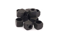Black Square Beads, 12 Oxidized Brass Black Square Cube Beads (8mm) A0686 S505