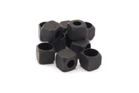 Siyah Kare Boncuklar, 6 Oksitlenmiş Pirinç Siyah Kare Küp Boncuk (8 mm) A0686 S505