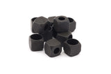Siyah Kare Boncuklar, 6 Oksitlenmiş Pirinç Siyah Kare Küp Boncuk (8 mm) A0686 S505