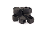 Black Square Beads, 12 Oxidized Brass Black Square Cube Beads (8mm) A0686 S505