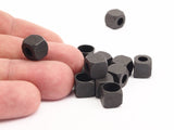 Black Square Beads, 12 Oxidized Brass Black Square Cube Beads (8mm) A0686 S505
