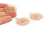 Rose Gold Textured Pendant - 2 Rose Gold Plated Brass Textured Pendants With Hearts (36x30x1.3mm) N0253 Q0119
