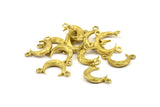 Brass Moon Charm, Raw Brass Textured Horn Charms with 2 Holes, Pendant, Jewelry Finding (12x3.50x3mm) N0266