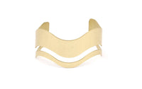 Wavy Bohemian Bracelet, 2 Brass Wavy Bracelets, Cuffs, Bangles (25x152x0.80mm) V074
