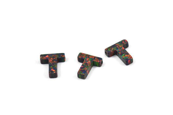 Opal T Letter - Snythetic Opal Initial Letter (10x9x2.50mm) F044