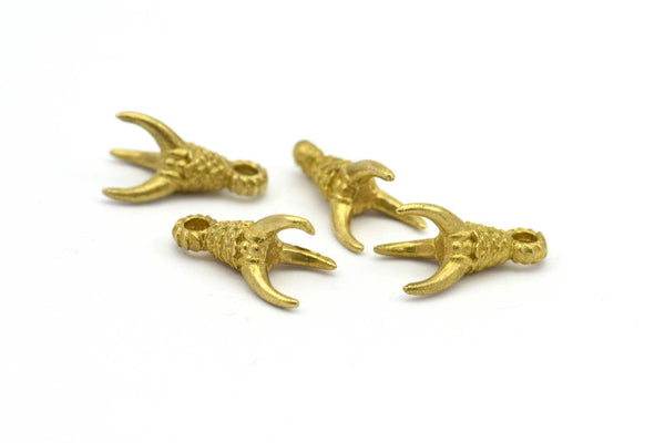Dragon Claw Pendant, 6 Raw Brass Dragon Claw Charms, Necklace Pendants (16x8mm) N0384