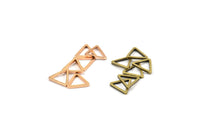 Rose Gold / Antique Brass Triangle Charm, 12 Rose Gold Plated - Antique Brass Open Triangle Ring Charms (9x0.80mm) D0249 Q0055