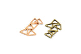 Rose Gold / Antique Brass Triangle Charm, 12 Rose Gold Plated - Antique Brass Open Triangle Ring Charms (9x0.80mm) D0249 Q0055