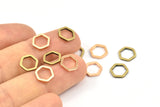 Rose Gold / Antique Brass Hexagon Charm, 12 Rose Gold Plated - Antique Brass Hexagon Ring Charms (8x1mm) BS 1219 Q0139