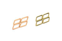 Rose Gold / Antique Brass Open Cut Diamond , 12 Rose Gold Plated - Antique Brass Diamond Connectors (9x17x1mm) D0029 Q0056