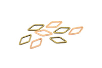 Rose Gold / Antique Brass Open Cut Diamond , 12 Rose Gold Plated - Antique Brass Diamond Connectors (9x17x1mm) D0029 Q0056