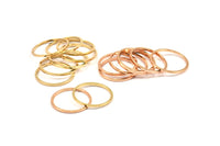 Gold / Rose Gold Connector, 12 Rose Gold Plated Brass Circle Connectors (18x1x1mm) BS 1096 Q0021