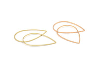 Rose Gold / Gold Drop Connector, 8 Rose Gold Plated - Gold Plated Brass Drop Connectors (30x47x0.8mm) Bs 1138 Q0126