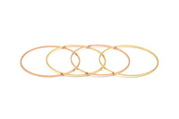 Rose Gold / Gold Circle Connector, 8 Rose Gold Plated - Gold Plated Brass Circle Connectors (50x1x1mm) BS 1083 Q0042