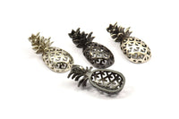 Pineapple Pendant - 2 PCS Black Plated, Antique Silver Plated, Nickel Free Plated Pineapple Pendants (30x13.4x6.3mm) N0250