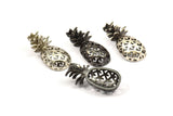 Pineapple Pendant - 2 PCS Black Plated, Antique Silver Plated, Nickel Free Plated Pineapple Pendants (30x13.4x6.3mm) N0250