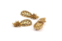 Pineapple Pendant - 2 PCS Black Plated, Antique Silver Plated, Nickel Free Plated Pineapple Pendants (30x13.4x6.3mm) N0250