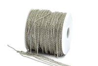 Silver Brass Chain, Silver Tone Brass Soldered Chain (2x1.5mm) 3m-5m-10m-20m-50m-90m MB 7-6 Z059