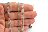 Silver Brass Chain, Silver Tone Brass Soldered Chain (2x1.5mm) 3m-5m-10m-20m-50m-90m MB 7-6 Z059
