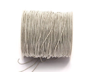 Silver Ball Chain, 5 M - 1mm Silver Tone Brass Faceted Ball Chain - W69 ( Z030 )