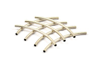 Long Curved Tube Beads, 12 Antique Silver Plated Brass Curved Tubes (3x60mm) Bs 1409