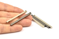 Tiny Necklace Bar, 6 Black Plated, Nickel Free Plated Brass Bars, Necklace, Earring Findings (3x3x50mm) D0244