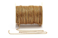 Raw Brass Chain, 90 M Spool  (1.5x2.5mm) Red Brass Soldered Chain -Bs 1068