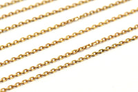 Raw Brass Chain, 90 M Spool  (1.5x2.5mm) Red Brass Soldered Chain -Bs 1068
