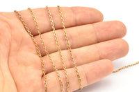 Raw Brass Chain, 90 M Spool  (1.5x2.5mm) Red Brass Soldered Chain -Bs 1068