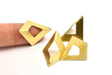 Brass Origami Charms, 6 Raw Brass Geometric Triangle Earring Charms (27mm) U005