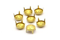 Brass Star Finding, 50 Raw Brass Round And Star Studs,findings (9mm) Brs 998  A0457