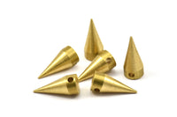 Brass Spike Pendant, 6 Raw Brass Spike Tribal Pendants (16x7mm) A0761
