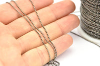 Gunmetal Brass Chain, 5 Meters - 16.5 Feet 1.2 Gunmetal Brass Faceted Ball Chain - W72 ( Z023 )