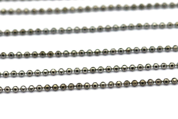 Black Gunmetal Chain, 4 Meters - 13.2 Feet 1.2 Gunmetal Brass Faceted Ball Chain - W72 ( Z023 )