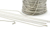 Silver Brass Chain, Silver Tone Brass Soldered Faceted Chain (2x1.2mm) 3m-5m-10m-20m-50m-90m Mb 7-2 Z033