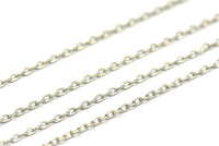 Silver Brass Chain, Silver Tone Brass Soldered Faceted Chain (2x1.2mm) 3m-5m-10m-20m-50m-90m Mb 7-2 Z033