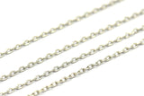 Silver Brass Chain, Silver Tone Brass Soldered Faceted Chain (2x1.2mm) 3m-5m-10m-20m-50m-90m Mb 7-2 Z033