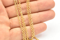 Raw Brass Rolo Chain, Soldered Brass Rolo Belcher Chain (2.5mm) RB 8-18-Y