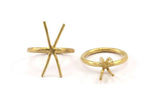 Claw Ring Setting, Raw Brass Claw Ring Blanks With 4 Claws For Natural Stones N0210