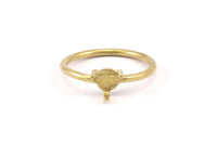 Claw Ring Setting, 7 Raw Brass 5mm Ring Settings With 3 Claws, Ring Blanks N0215