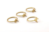 Claw Ring Setting, 7 Raw Brass 5mm Ring Settings With 3 Claws, Ring Blanks N0215