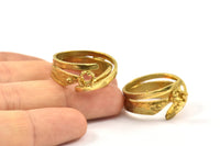 Stone Ring Settings - Raw Brass Adjustable Claw Ring Settings - Pad Size 4mm N0161