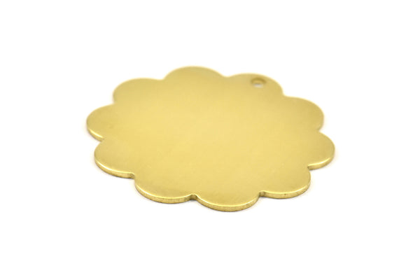 Brass Flower Charm, 10 Raw Brass Flower Stamping Blank Tag Charms  (30mm) N0515