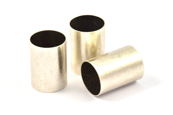 20mm Silver Tubes, 5 Antique Silver Plated Brass Tubes (14x20mm) Bs 1482
