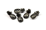 Black Plated Pineapple - 2  Black Plated Brass Pineapple Pendant (20x9x4.3mm) N0255