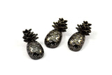 Black Plated Pineapple - 2  Black Plated Brass Pineapple Pendant (20x9x4.3mm) N0255