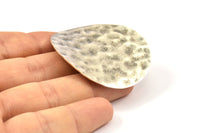 Gümüş Çekiçlenmiş Diskler, 2 Antik Gümüş Kaplamalı Pirinç Çekiçlenmiş Dalgalı Disk, Deliksiz (42 mm) Ww-42 B0116