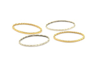 Silver / Gold Oval Ring , 12 Antique Silver - Gold Plated Brass Oval Faceted Ring, Connector, Charms (26x16x1.20mm) N0532